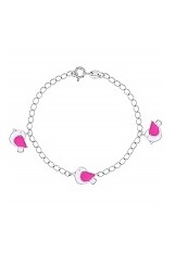 delighful silver enamel bird charm bracelets for kids